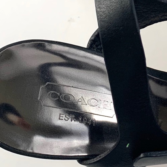 COACH Platform Black Leather Sandals - Picture 3 of 8